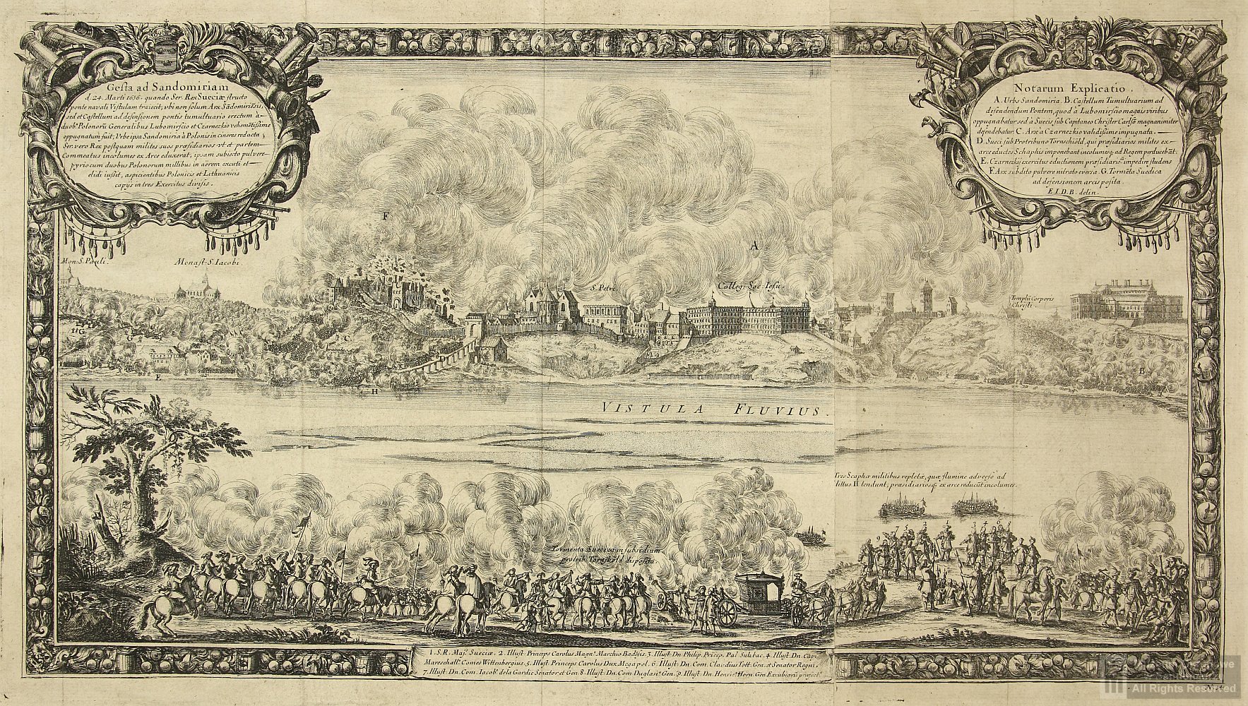 Wysadzenie zamku przez Szwedów w 1656 roku według rysunku E.J.Dahlbergha